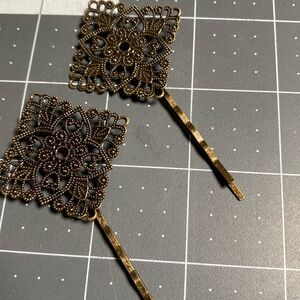Finding: Bronze Filigree Hair Pins (2)
